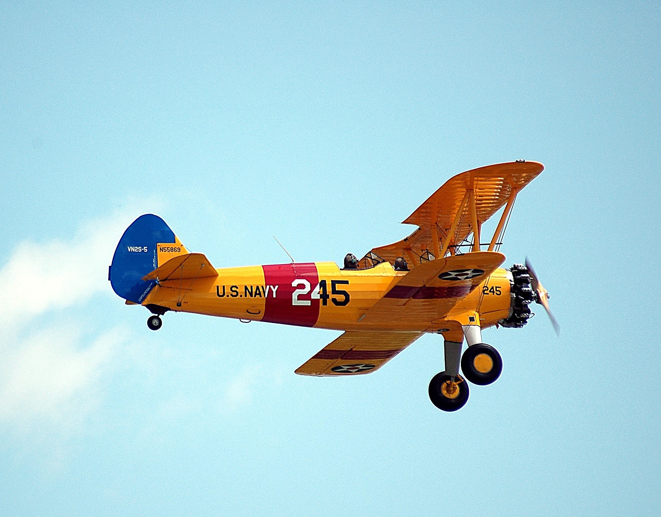 Plane flying through the air