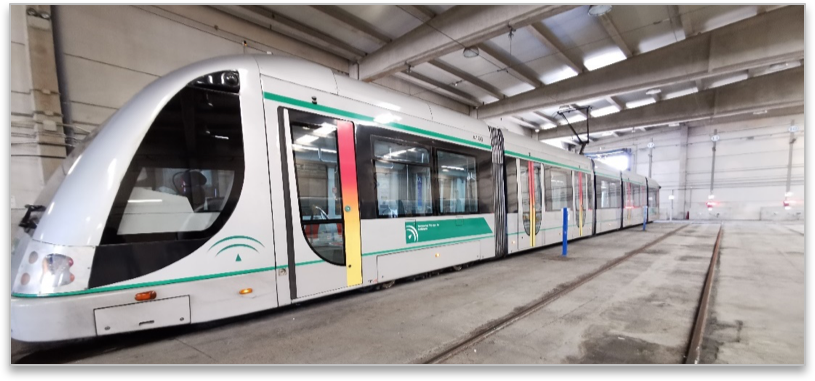 Metro Sevilla Train that will be measured as part of air quality measuring campaign