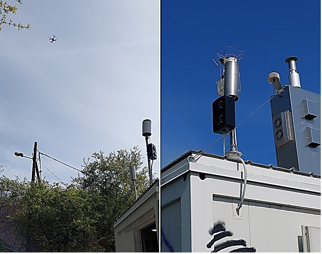 Outdoor air quality sensors on top of two buildings in Zagreb, Croatia. 