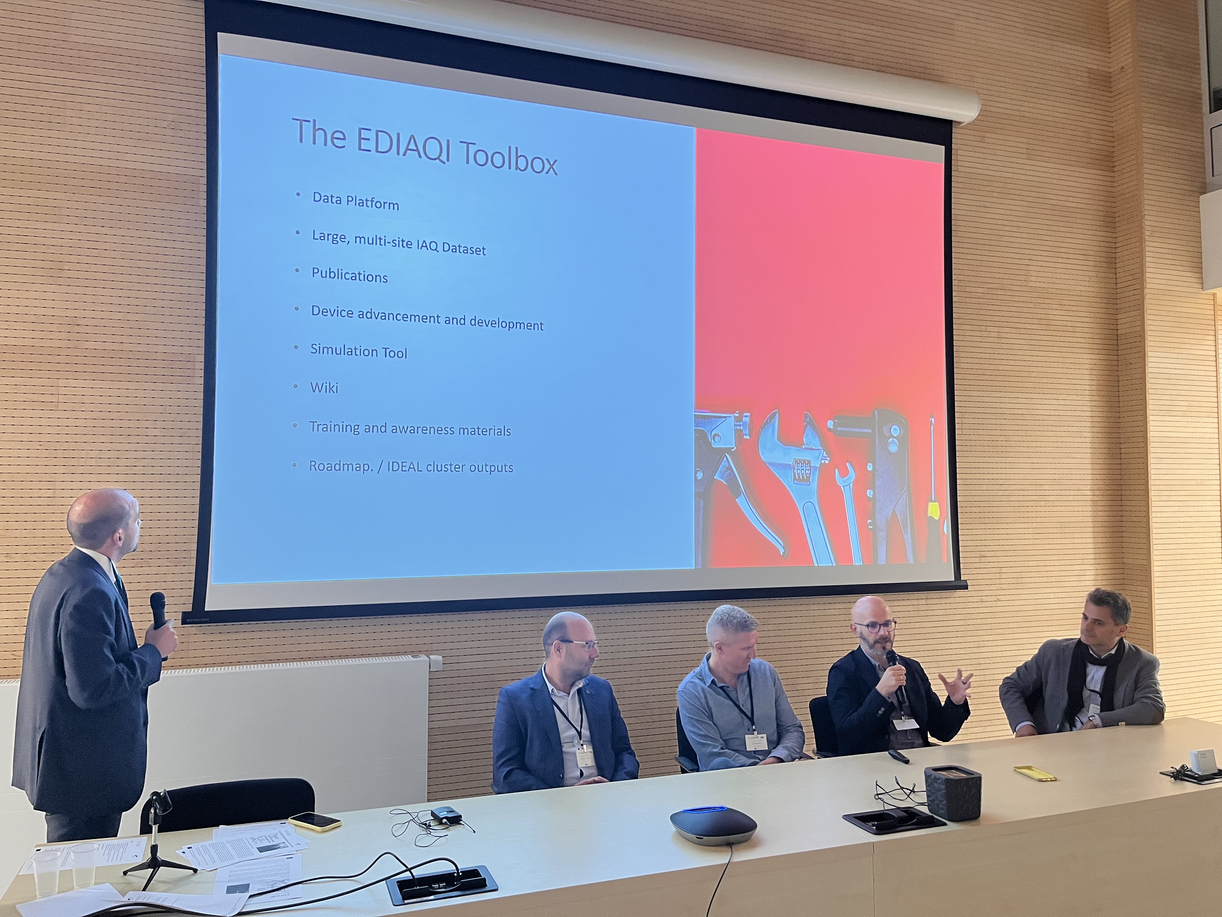 Panellists discussing the EDIAQI Toolbox and the project’s lasting impact during the closing session in Zagreb.