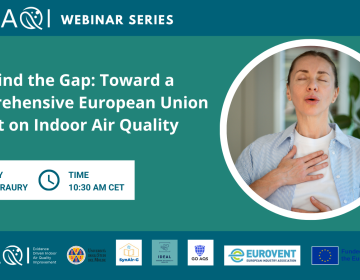 Banner of the SynAir-G and EDIAQI Webinar "Mind the Gap: Towards a Comprehensive EU Framework on Indoor Air Quality